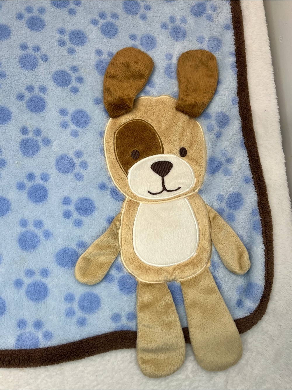 Koala Baby Brown Blue Paw Print 3D Puppy Dog Baby Security Blanket Lovey Fleece - Picture 3 of 9